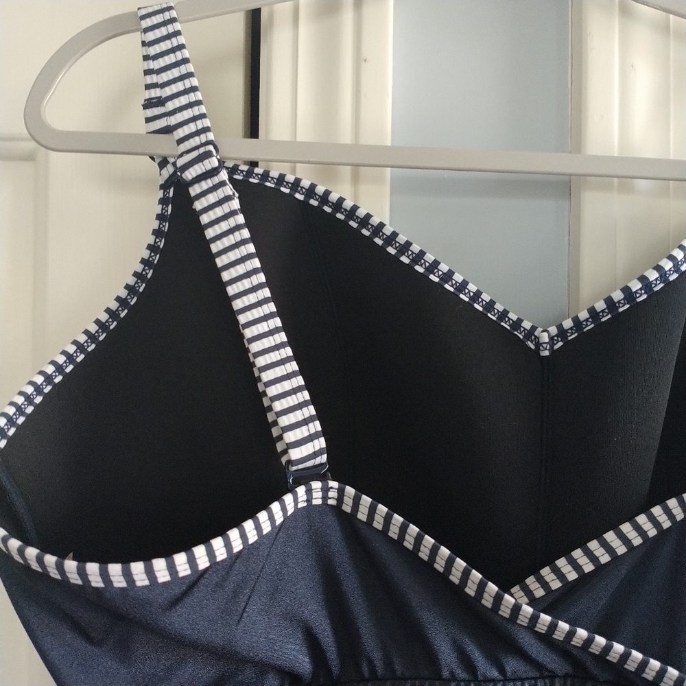 CACIQUE Navy Ruffle Tiered Tankini Top Swim 18 - Picture 3 of 8
